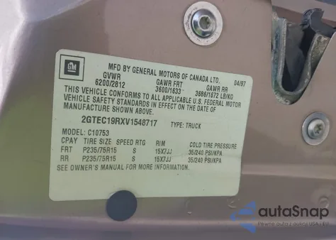 1997 GMC Sierra 1500 Sl Wideside from USA, damaged, VIN 2GTEC19RXV1548717